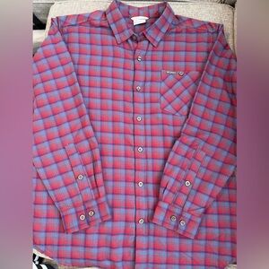 Columbia Men's Casual Blue and Red Checkered Button Long Sleeve Shirt Size L EUC